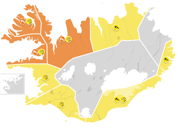 Gul viðvörun á morgun